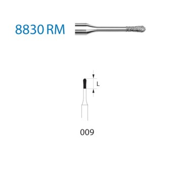8830RM.314.009  KOMET FRESA DIAMANTE PERA TURBINA ø 009 GRANO FINO 5 ud.
