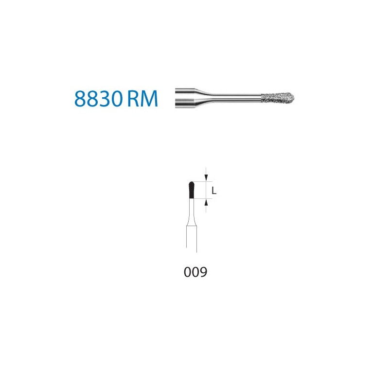 8830RM.314.009  KOMET FRESA DIAMANTE PERA TURBINA ø 009 GRANO FINO 5 ud.