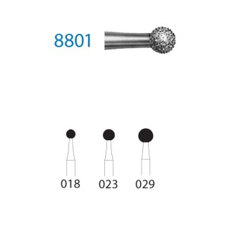 8801.204.018  KOMET FRESA DIAMANTE BOLA CONTRAANGULO ø 018 GRANO FINO 5 ud.
