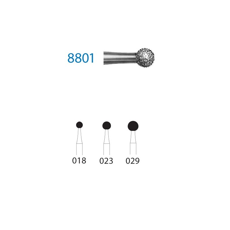 8801.204.018  KOMET FRESA DIAMANTE BOLA CONTRAANGULO ø 018 GRANO FINO 5 ud.