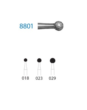 8801.204.018  KOMET FRESA DIAMANTE BOLA CONTRAANGULO ø 018 GRANO FINO 5 ud.
