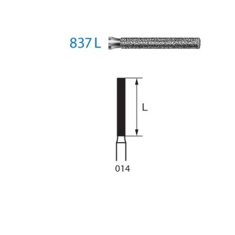 837L.314.014  KOMET FRESA DIAMANTE CILINDRICA TURBINA ø 014 GRANO ESTANDAR 5 ud.