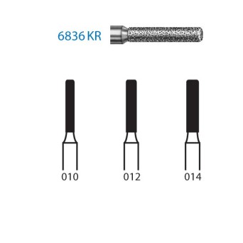 6836KR.314.010  KOMET FRESA DIAMANTE CILINDRICA BORDE REDONDEADO TURBINA ø 010 GRANO GRUESO 5 ud.
