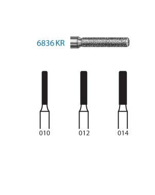 6836KR.314.010  KOMET FRESA DIAMANTE CILINDRICA BORDE REDONDEADO TURBINA ø 010 GRANO GRUESO 5 ud.