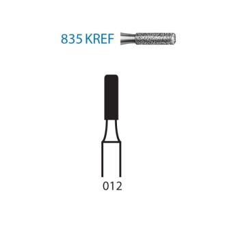 835KREF.314.012  KOMET FRESA DIAMANTE CILINDRICA BORDE REDONDEADO TURBINA ø 012 GRANO EXTRA FINO 5 ud.
