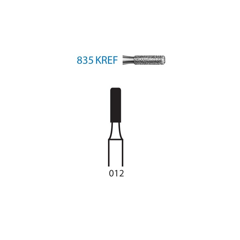 835KREF.314.012  KOMET FRESA DIAMANTE CILINDRICA BORDE REDONDEADO TURBINA ø 012 GRANO EXTRA FINO 5 ud.