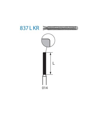 837LKR.314.014  KOMET FRESA DIAMANTE CILINDRICA BORDE REDONDEADO TURBINA ø 014 GRANO ESTANDAR 5 ud.