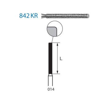 842KR.314.014  KOMET FRESA DIAMANTE CILINDRICA BORDE REDONDEADO TURBINA ø 014 GRANO ESTANDAR 5 ud.