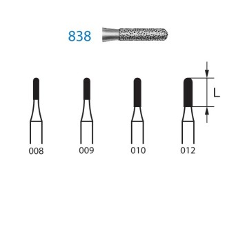 838.314.009  KOMET FRESA DIAMANTE CILINDRICA REDONDEADA TURBINA ø 009 GRANO ESTANDAR 5 ud.
