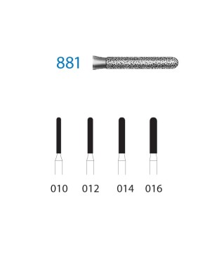 881.314.010  KOMET FRESA DIAMANTE CILINDRICA REDONDEADA TURBINA ø 010 GRANO ESTANDAR 5 ud.