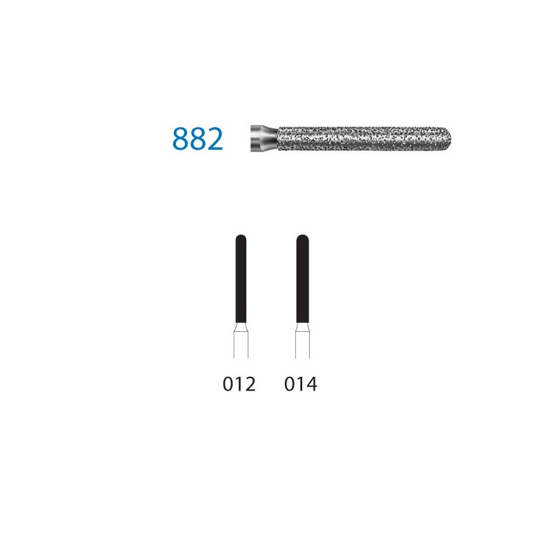 882.314.014  KOMET FRESA DIAMANTE CILINDRICA REDONDEADA TURBINA ø 014 GRANO ESTANDAR 5 ud.