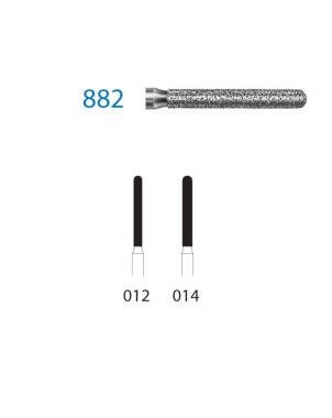 882.314.014  KOMET FRESA DIAMANTE CILINDRICA REDONDEADA TURBINA ø 014 GRANO ESTANDAR 5 ud.