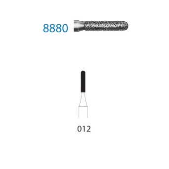 8880.314.012  KOMET FRESA DIAMANTE CILINDRICA REDONDEADA TURBINA ø 012 GRANO FINO 5 ud.