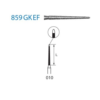 859GKEF.314.010  KOMET FRESA DIAMANTE LANZA TURBINA ø 010 GRANO EXTRA FINO 5 ud.