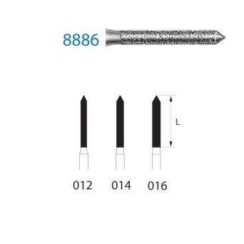 8886.314.012  KOMET FRESA DIAMANTE CILINDRICA TURBINA ø 012 GRANO FINO 5 ud.