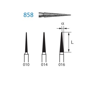 858.314.010  KOMET FRESA DIAMANTE LANZA TURBINA ø 010 GRANO ESTANDAR 5 ud.