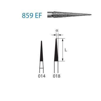 859EF.314.018  KOMET FRESA DIAMANTE LANZA TURBINA ø 018 GRANO EXTRA FINO 5 ud.