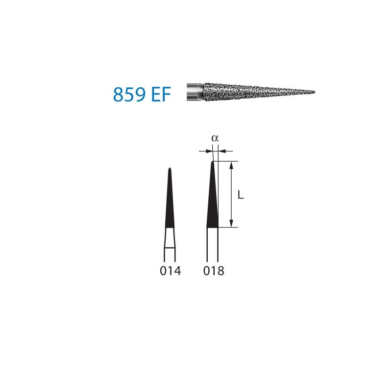 859EF.314.018  KOMET FRESA DIAMANTE LANZA TURBINA ø 018 GRANO EXTRA FINO 5 ud.