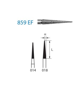859EF.314.018  KOMET FRESA DIAMANTE LANZA TURBINA ø 018 GRANO EXTRA FINO 5 ud.