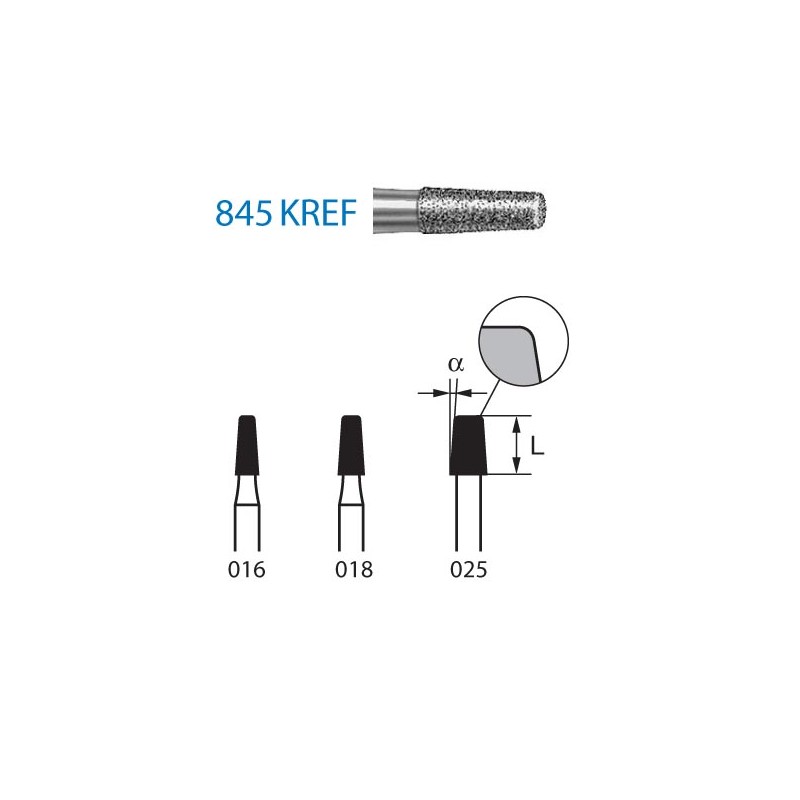 845KREF.314.018  KOMET FRESA DIAMANTE CONICA BORDE REDONDEADO TURBINA ø 018 GRANO EXTRA FINO 5 ud.