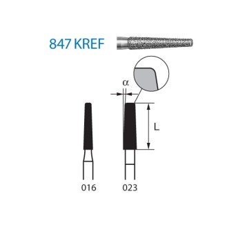 847KREF.314.016  KOMET FRESA DIAMANTE CONICA BORDE REDONDEADO TURBINA ø 016 GRANO EXTRA FINO 5 ud.