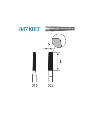 847KREF.314.016  KOMET FRESA DIAMANTE CONICA BORDE REDONDEADO TURBINA ø 016 GRANO EXTRA FINO 5 ud.