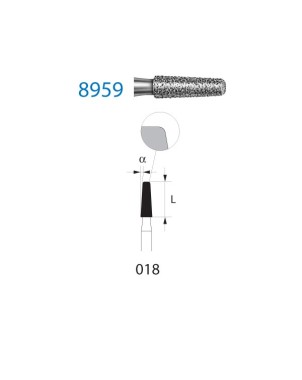 8959KR.314.018  KOMET FRESA DIAMANTE CONICA BORDE REDONDEADO TURBINA ø 018 GRANO FINO 5 ud.