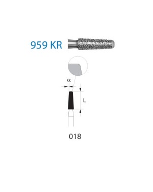959KR.314.018  KOMET FRESA DIAMANTE CONICA BORDE REDONDEADO TURBINA ø 018 GRANO ESTANDAR 5 ud.
