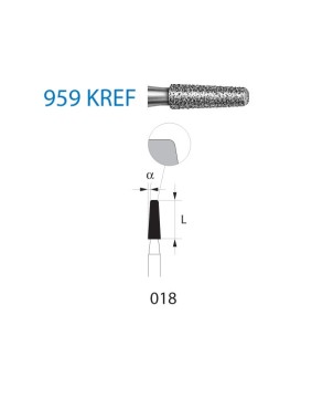 959KREF.314.018  KOMET FRESA DIAMANTE CONICA BORDE REDONDEADO TURBINA ø 018 GRANO EXTRA FINO 5 ud.