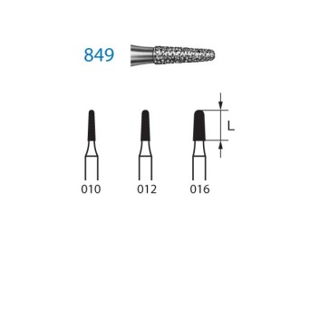849.314.010  KOMET FRESA DIAMANTE CONICA REDONDEADA TURBINA ø 010 GRANO ESTANDAR 5 ud.