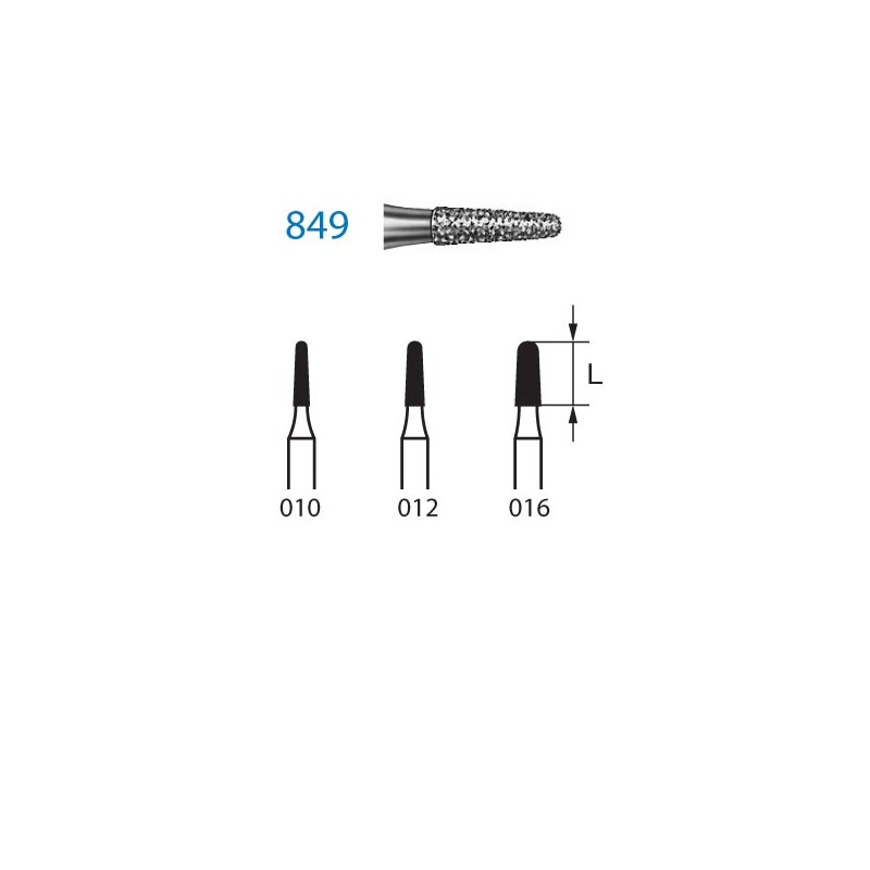 849.314.010  KOMET FRESA DIAMANTE CONICA REDONDEADA TURBINA ø 010 GRANO ESTANDAR 5 ud.