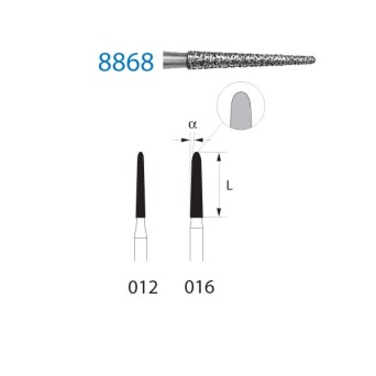 8868.314.016  KOMET FRESA DIAMANTE CONICA REDONDEADA TURBINA ø 016 GRANO FINO 5 ud.