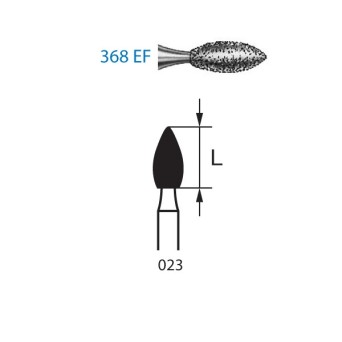 368EF.315.023  KOMET FRESA DIAMANTE BALON RUGBY TURBINA LARGO ø 023 GRANO EXTRA FINO 5 ud.