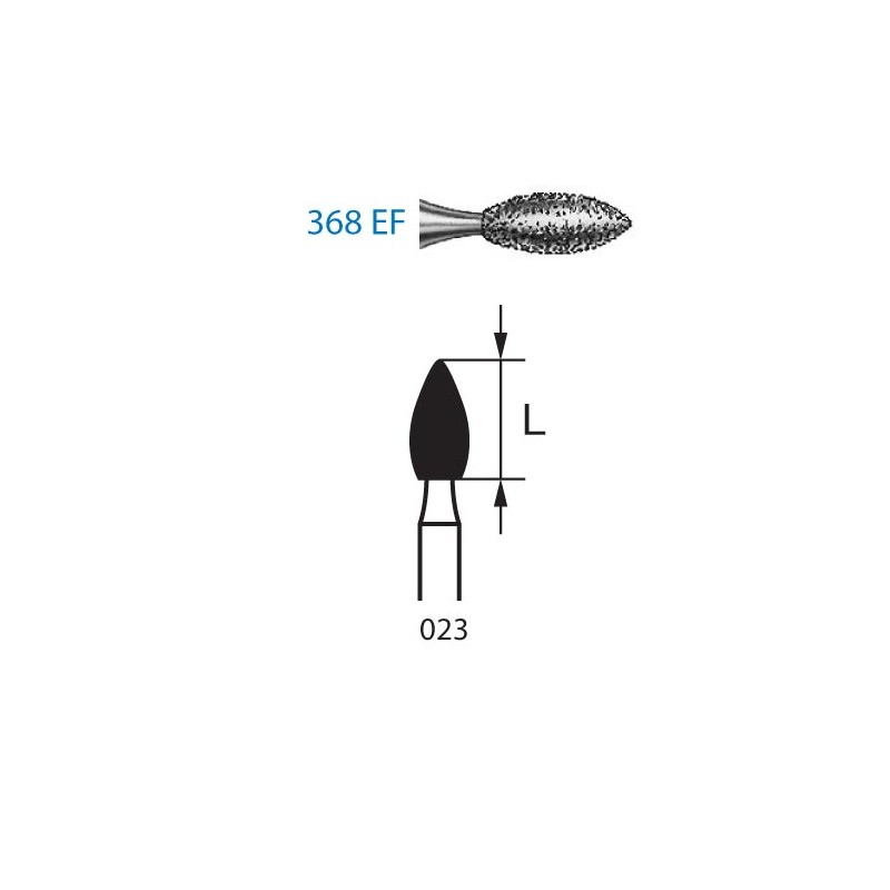 368EF.315.023  KOMET FRESA DIAMANTE BALON RUGBY TURBINA LARGO ø 023 GRANO EXTRA FINO 5 ud.
