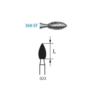 368EF.315.023  KOMET FRESA DIAMANTE BALON RUGBY TURBINA LARGO ø 023 GRANO EXTRA FINO 5 ud.
