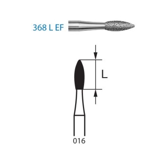 368LEF.314.016  KOMET FRESA DIAMANTE BALON RUGBY TURBINA ø 016 GRANO EXTRA FINO 5 ud.