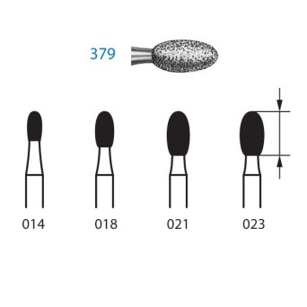 379.314.021  KOMET FRESA DIAMANTE HUEVO TURBINA ø 021 GRANO ESTANDAR 5 ud.