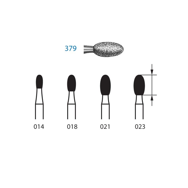 379.314.021  KOMET FRESA DIAMANTE HUEVO TURBINA ø 021 GRANO ESTANDAR 5 ud.