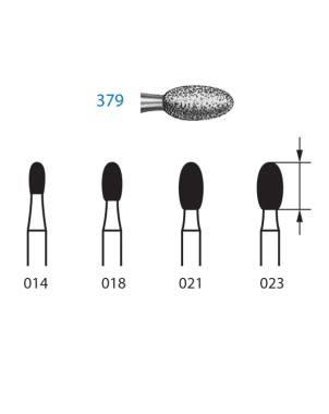379.314.021  KOMET FRESA DIAMANTE HUEVO TURBINA ø 021 GRANO ESTANDAR 5 ud.