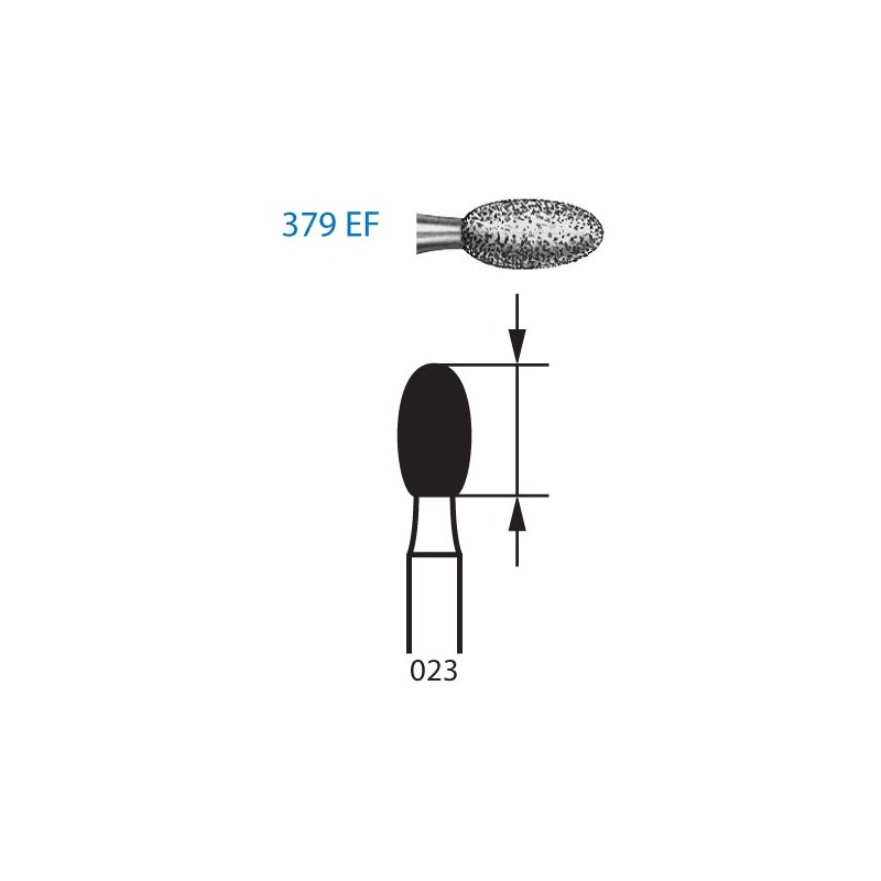 379EF.315.023  KOMET FRESA DIAMANTE HUEVO TURBINA LARGO ø 023 GRANO EXTRA FINO 5 ud.