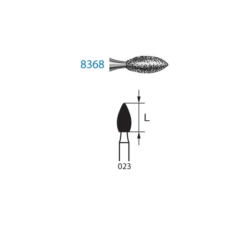 8368.315.023  KOMET FRESA DIAMANTE BALON RUGBY TURBINA LARGO ø 023 GRANO FINO 5 ud.