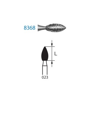 8368.315.023  KOMET FRESA DIAMANTE BALON RUGBY TURBINA LARGO ø 023 GRANO FINO 5 ud.