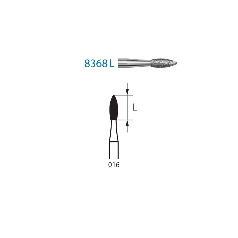 8368L.314.016  KOMET FRESA DIAMANTE BALON RUGBY TURBINA ø 016 GRANO FINO 5 ud.