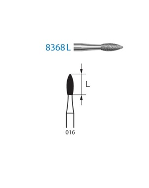 8368L.314.016  KOMET FRESA DIAMANTE BALON RUGBY TURBINA ø 016 GRANO FINO 5 ud.