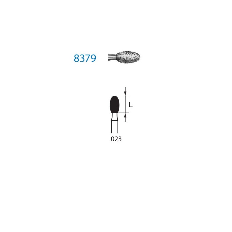 8379.315.023  KOMET FRESA DIAMANTE HUEVO TURBINA LARGO ø 023 GRANO FINO 5 ud.