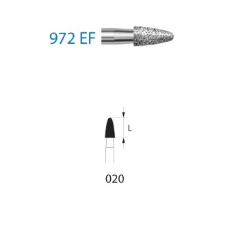 972EF.314.020  KOMET FRESA DIAMANTE GRANADA TURBINA ø 020 GRANO EXTRA FINO 5 ud.