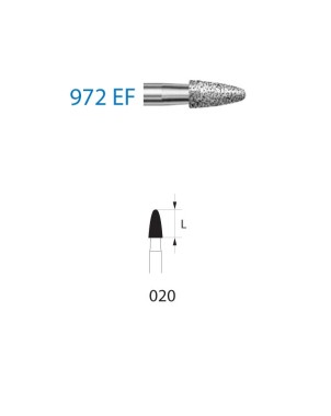 972EF.314.020  KOMET FRESA DIAMANTE GRANADA TURBINA ø 020 GRANO EXTRA FINO 5 ud.
