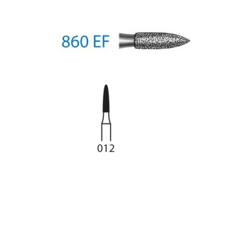 860EF.314.012  KOMET FRESA DIAMANTE LLAMA TURBINA ø 012 GRANO EXTRA FINO 5 ud.