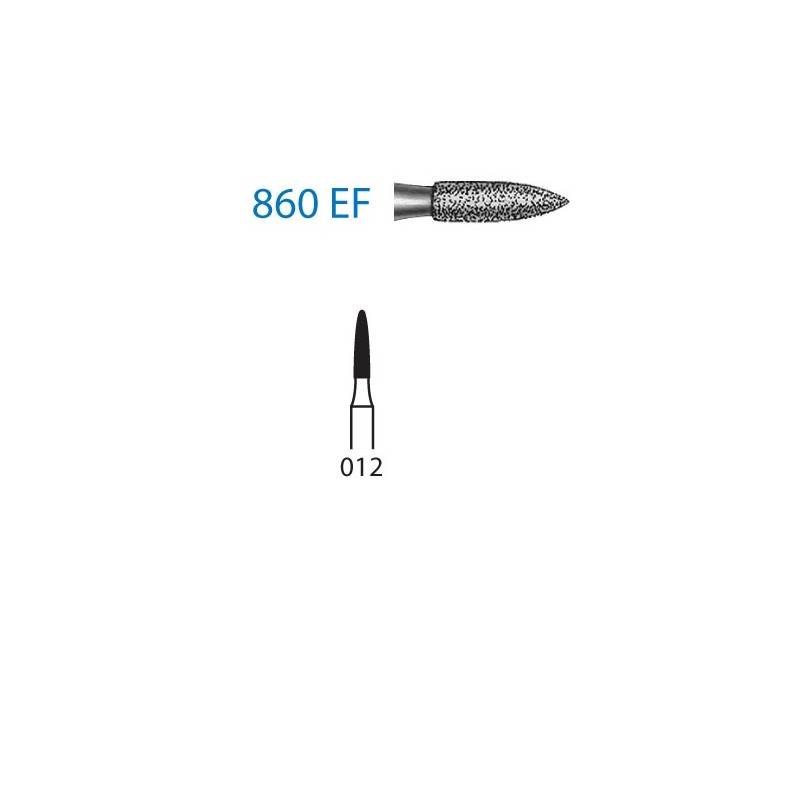 860EF.314.012  KOMET FRESA DIAMANTE LLAMA TURBINA ø 012 GRANO EXTRA FINO 5 ud.