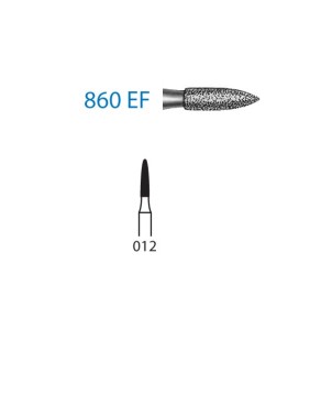860EF.314.012  KOMET FRESA DIAMANTE LLAMA TURBINA ø 012 GRANO EXTRA FINO 5 ud.